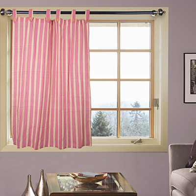 47% OFF on Kings Polyester Pink Striped Eyelet Curtain