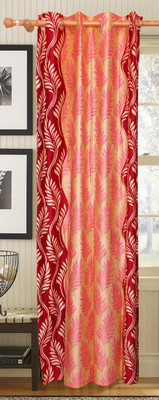 50% OFF on Vrinda Polyester Maroon Printed Tab Top Curtain