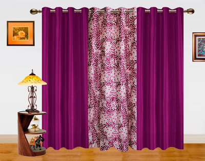59% OFF on Dekor World Polyester Purple Geometric Eyelet Curtain