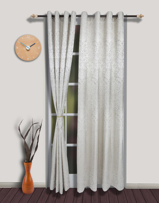 25% OFF on S9home by Seasons Polyester White Abstract Eyelet Curtain