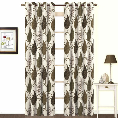 9% OFF on Skipper Polyester, Viscose, Blends Brown Floral Concealed Tab Top Curtain