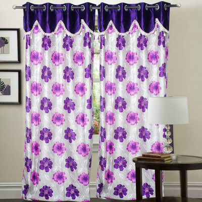 46% OFF on Hargunz Polyester Purple Striped Eyelet Curtain