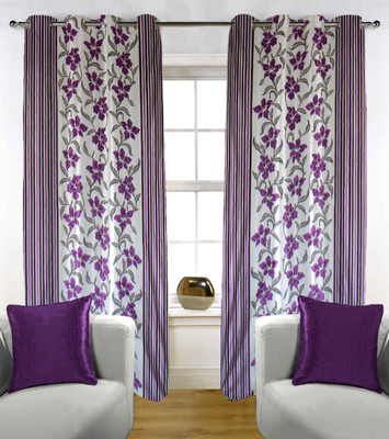 50% OFF on Kings Polycotton Purple Printed Eyelet Curtain