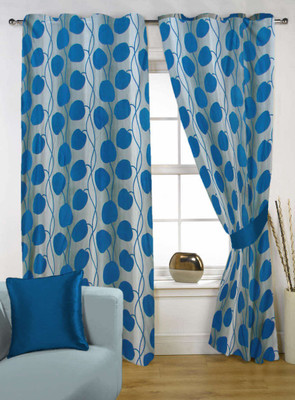 50% OFF on Kings Polycotton Blue Printed Eyelet Curtain