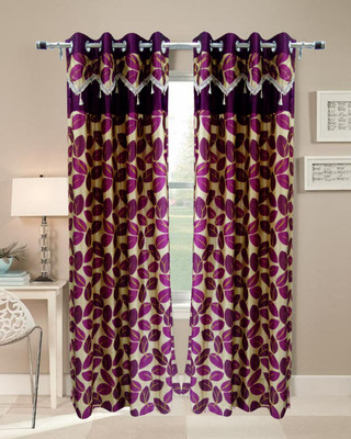 67% OFF on Homefab India Polyester Lavender Damask Eyelet Curtain