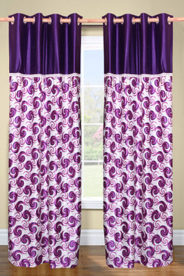 50% OFF on Vrinda Polyester Purple Geometric Eyelet Curtain