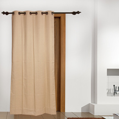 5% OFF on FloatingWalls Polyester Beige Striped Eyelet Curtain