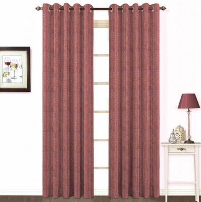 10% OFF on Skipper Cotton, Viscose Pink Geometric Eyelet Curtain