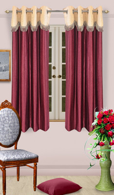 22% OFF on Cortina Polyester Maroon Solid Eyelet Curtain