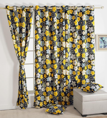 24% OFF on Swayam Silk Multicolor Abstract Eyelet Curtain