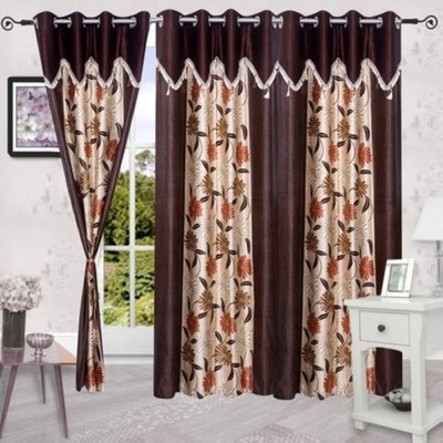 22% OFF on Optimistic Home Furnishing Polyester Brown Solid Eyelet Curtain
