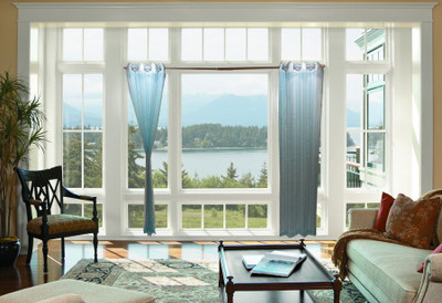 35% OFF on Furnishing Centre Polyester Light Blue Striped Eyelet Curtain