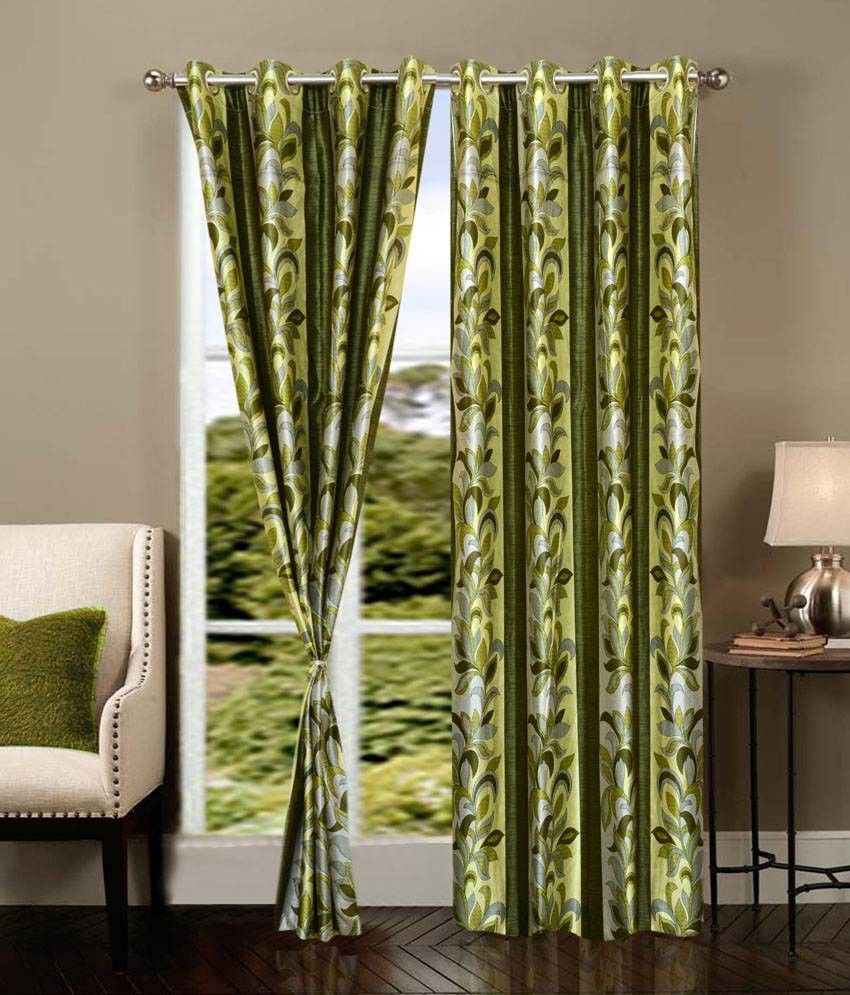 40% OFF on Home Beauty Polyester Green Printed Eyelet Curtain