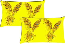 MeSleep Yellow Shades Of Two Birds Pillows Cover - Pack Of 2