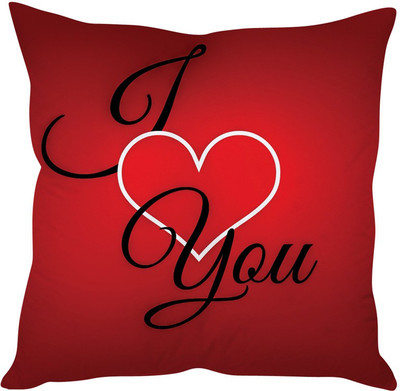 StyBuzz I Love You Calibri Text On Red Printed Cushions Cover (Cushion Pillow Cover, 40 Cm*40 Cm)