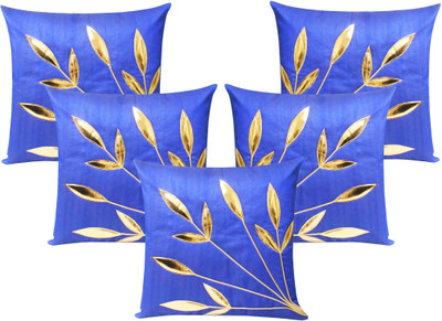 Zikrak Exim Embroidered Cushions Cover (Pack Of 5, 30 Cm*30 Cm, Blue)