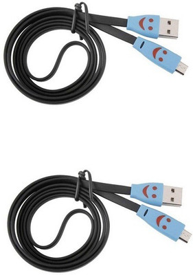50% OFF on Wellcare Smiley Data Pack of 2 USB Cable Black