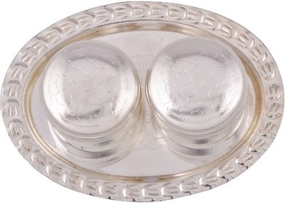 35% OFF on RajLaxmi Art oriented Multipurpose Container Silver Plated Decorative Platter Silver, Pack of 3