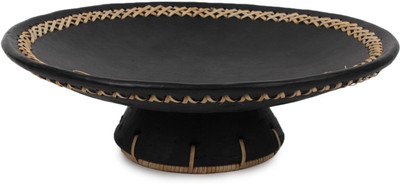 Zoiks Indian Kalakari Manipur Cane Weaved Fruit Bowl Pottery Decorative Platter Black Zoiks Indian Kalakari Manipur Cane Weaved Fruit Bowl Pottery Decorative Platter Black