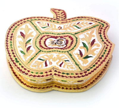 42% OFF on Jaipur Raga Golden Meenakari Work Apple Design Wooden Decorative Platter Gold