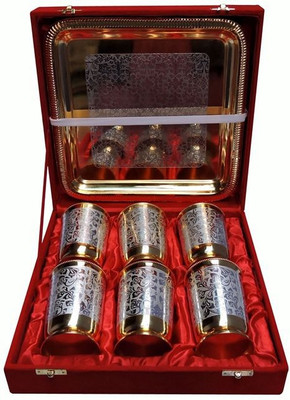 33% OFF on Royal Touch Brass Decorative Platter Silver, Gold, Pack of 7