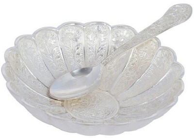 TI Giftware Brass Decorative Platter Silver, Pack of 2