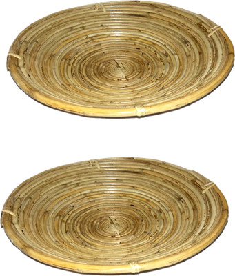 Nehp Bamboo Decorative Platter Yellow, Pack of 2 Nehp Bamboo Decorative Platter Yellow, Pack of 2