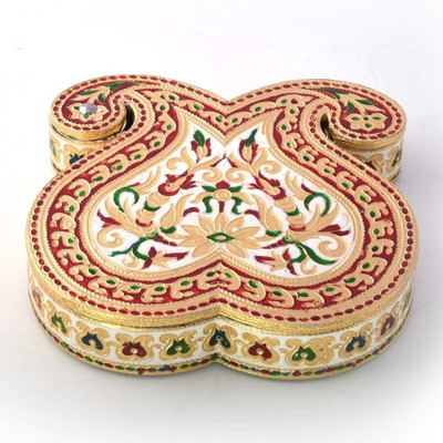 42% OFF on Jaipur Raga Double Paisley Design Meenakari Dryfruit Box 429 Wooden Decorative Platter Gold