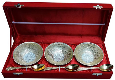 33% OFF on Royal Touch Brass Decorative Platter Silver, Gold, Pack of 6