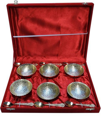 33% OFF on Royal Touch Brass Decorative Platter Silver, Gold, Pack of 12