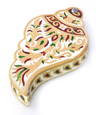 45% OFF on Jaipur Raga Shankh Minakari Wooden Decorative Platter Gold