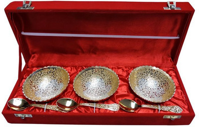33% OFF on Royal Touch Brass Decorative Platter Silver, Gold, Pack of 6