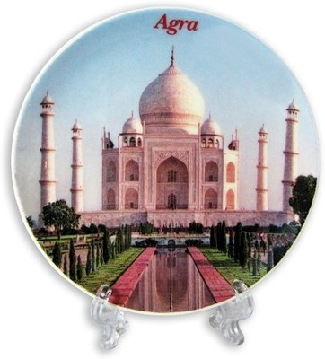 10% OFF on The Bombay Store Plate - Taj mahal printed Big Ceramic Decorative Platter Multicolor