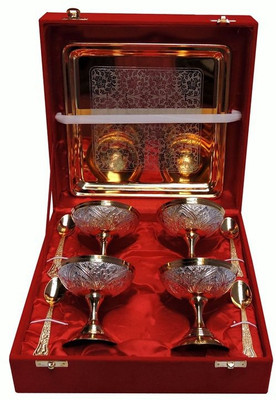 33% OFF on Royal Touch Brass Decorative Platter Silver, Gold, Pack of 9