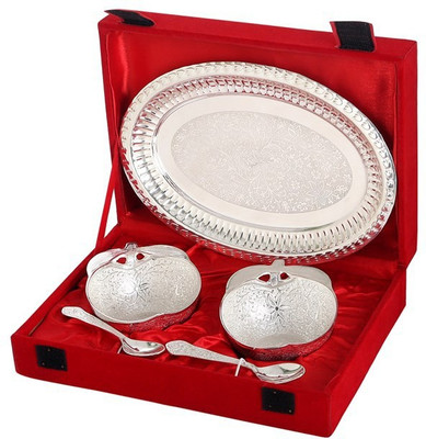 TI Giftware Brass Decorative Platter Silver, Pack of 5 TI Giftware Brass Decorative Platter Silver, Pack of 5