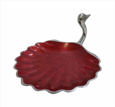 7% OFF on SBE Artefacts Aluminium Decorative Platter Red, Silver