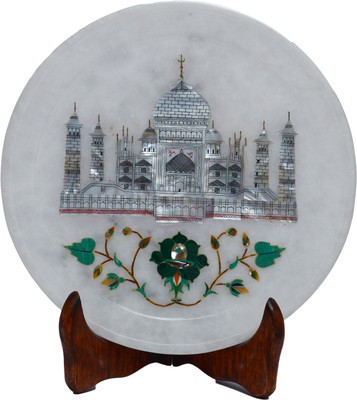 40% OFF on Artist Haat Hand Carved Marble Inlay Using Semi-Precious Stones Stoneware Decorative Platter Multicolor