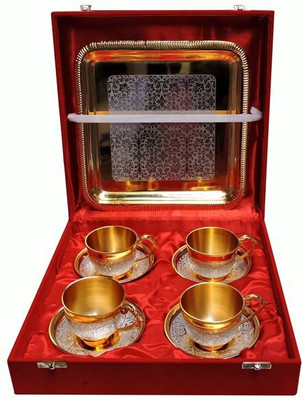 33% OFF on Royal Touch Brass Decorative Platter Silver, Gold, Pack of 9