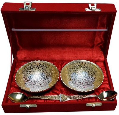 33% OFF on Royal Touch Brass Decorative Platter Silver, Gold, Pack of 4