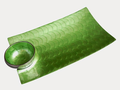 17% OFF on Fab Exim Aluminium Decorative Platter Green, Silver