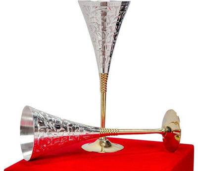 TI Giftware Brass Decorative Platter Silver, Gold, Pack of 2