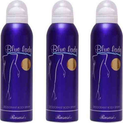 Rasasi Blue Lady Deodorant For Women Set Of 3 Perfume Body Spray - For Women (600 Ml)