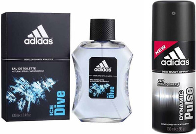Adidas Lavish Life Combo's In Ice Dive EDT & Dynamic Pulse Body Spray - For Boys, Men (250 Ml)