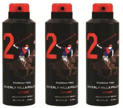 Beverly Hills Polo Club Sport 2 No. Combo Set Of 3 Body Spray - For Boys, Men (525 Ml)