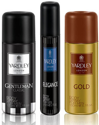 Yardley Gentleman 150ml Gold 150ml And Elegance 75 Ml Deodorant Body Spray - For Men, Boys (375 Ml)