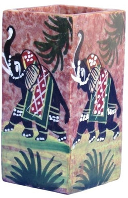 50% OFF on Artist Haat Handcrafted Natural Painting Work ( Elephant) 1 Compartments Natural Soapstone Pen Stand