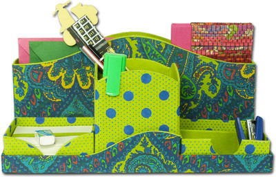 Ratan Jaipur Printed 1 Compartments Handmade Paper Desktop Set Ratan Jaipur Printed 1 Compartments Handmade Paper Desktop Set