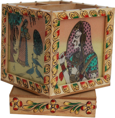 34% OFF on Craft International Painted 3 Compartments Wood Pen Holder