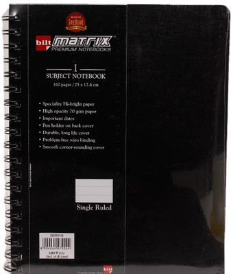 Bilt Matrix 1 Subject B5 Notebook Spiral Bound Bilt Matrix 1 Subject B5 Notebook Spiral Bound