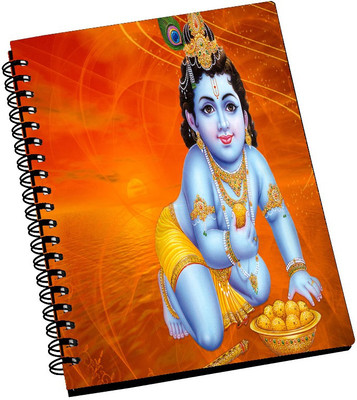 74% OFF on AMY Cute 3D Lord Little Krishna Eating Sweet Ladoos A5 Notebook Spiral Bound